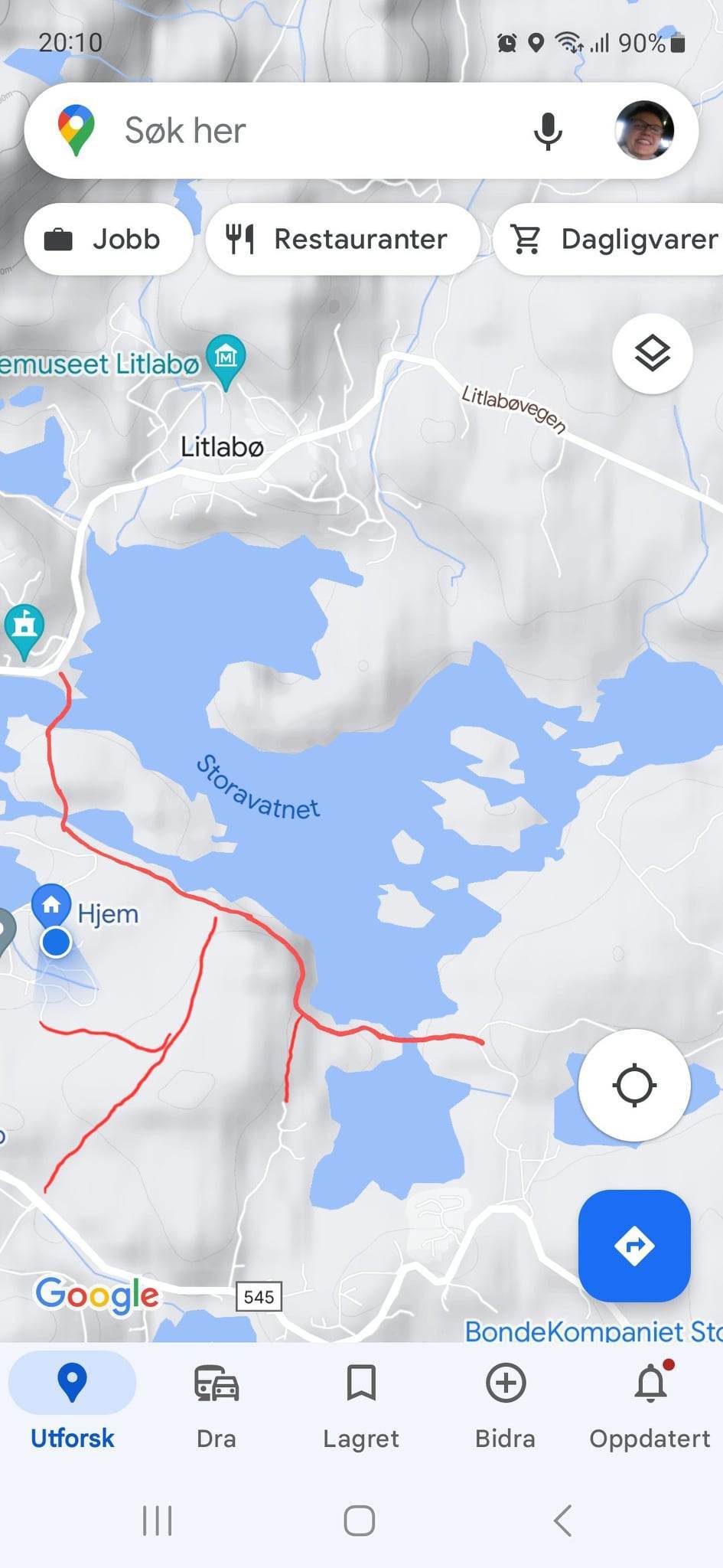 Turveg mellom Landåsen-Valvatne-Almås-Litlabø